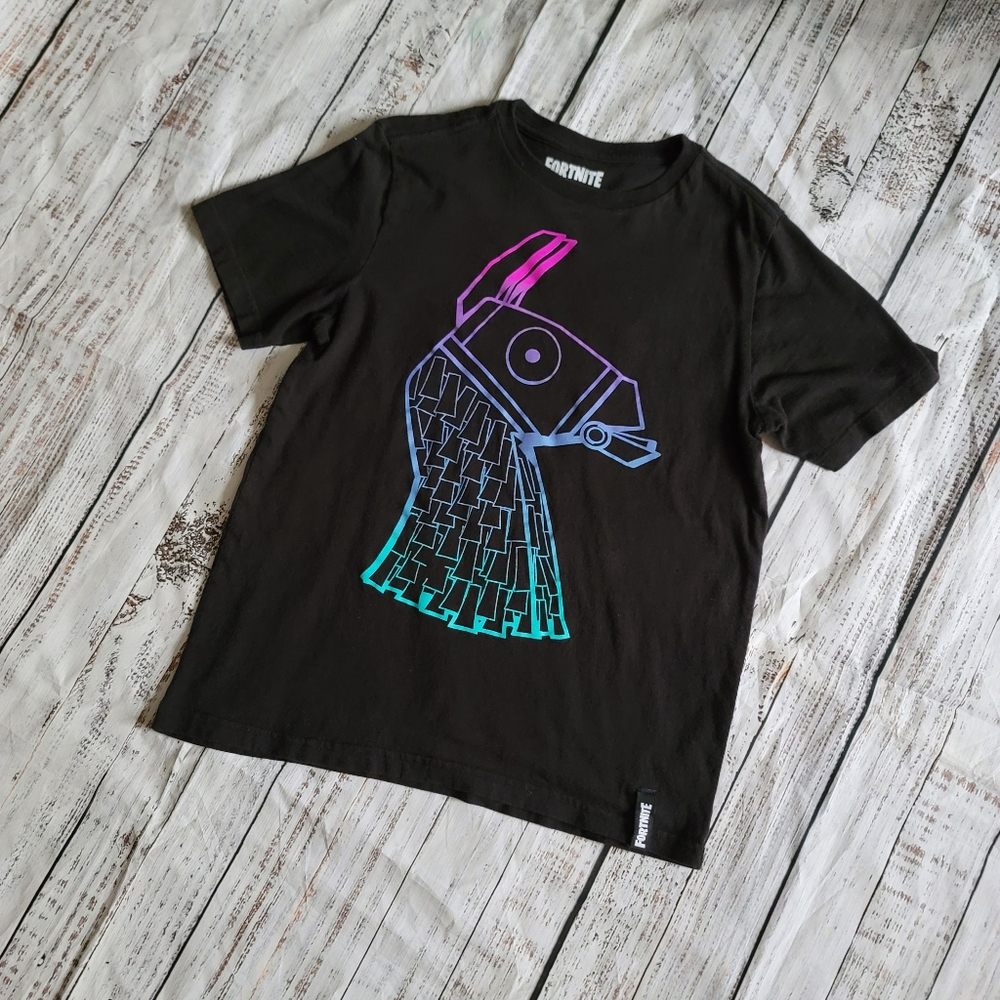 Fornite Llama Black Shirt Boys L